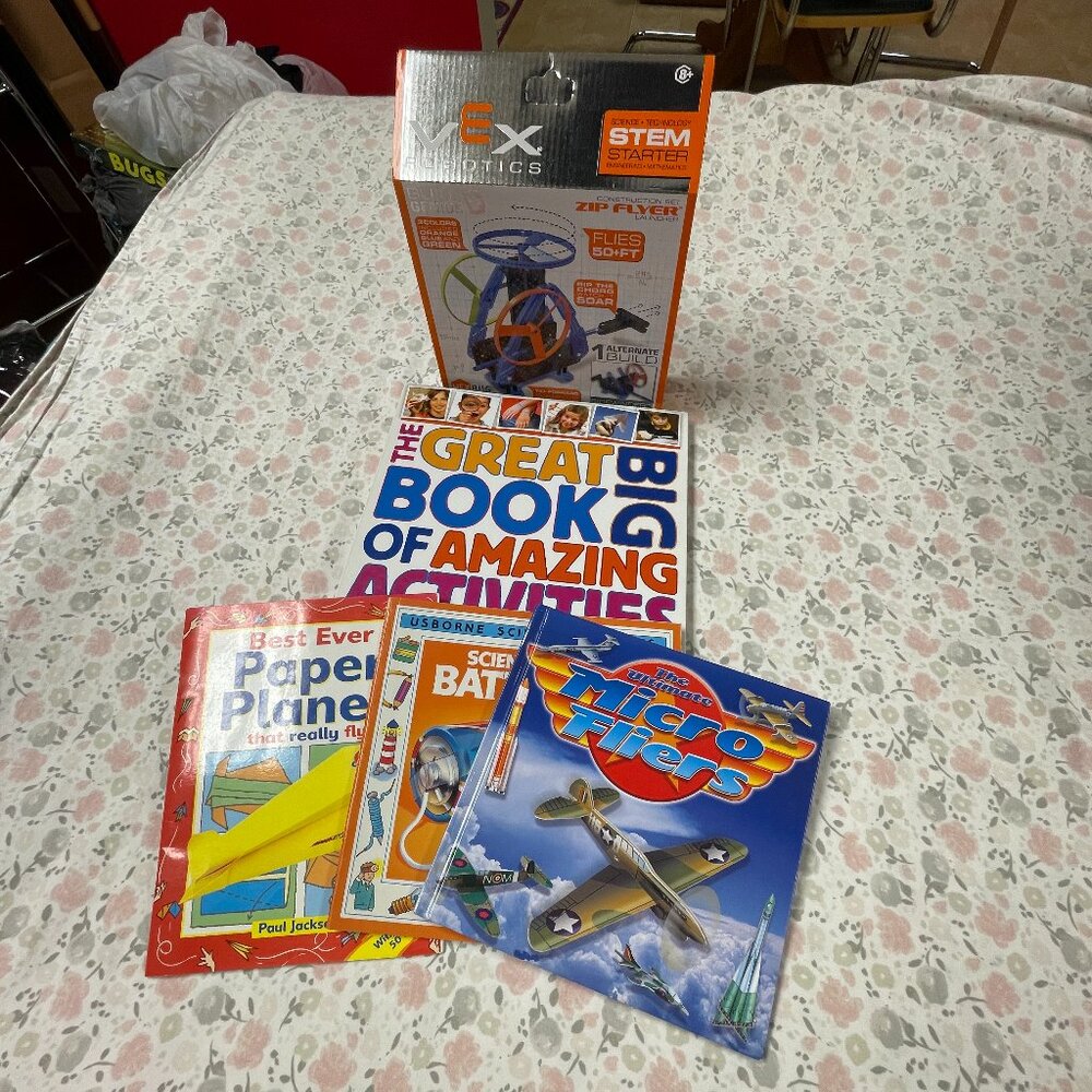 Activity Books: 2 Airplane, 1 Battery, 1 Large Book AND 1 STEM Zip Flyer Kit